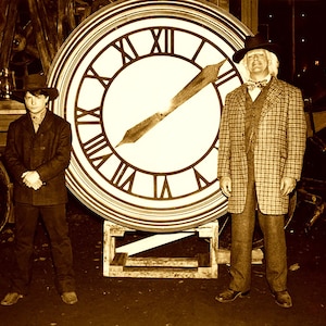 Back to the Future 3 Marty & Doc pose by Clock Tower Clock 1885 Movie Prop - 17&quot; x 22&quot; Fine Art Print