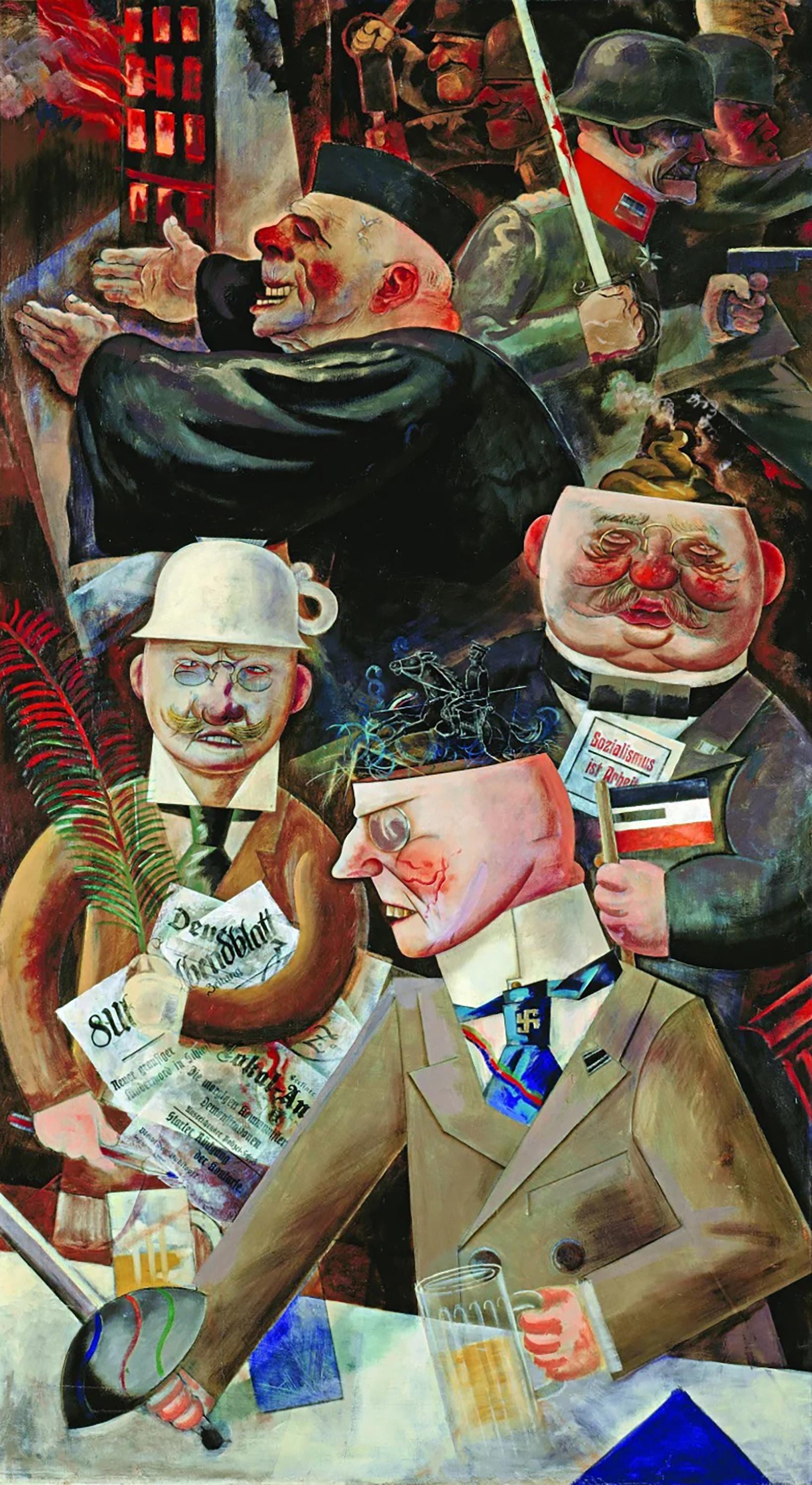 ジョージ・グロス、Die Grosz、海外版超希少レゾネ、新品額付 ジョージ・グロス - 社会の柱（1926年） - 17インチ x 22インチの
