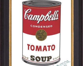 Impresión artística de Andy Warhol, 1984, Lata de sopa de tomate Campbell, 20" x 11,5"