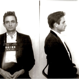 Johnny Cash Mugshot El Paso Texas 1965 Mężczyzna w czerni, Ring of Fire - 17"x22" Fine Art Print