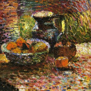 Henri Matisse - Still Life with Pitcher & Fruit (1898) Colorful Impressionist Artwork - 17&quot; x 22&quot; Fine Art Print