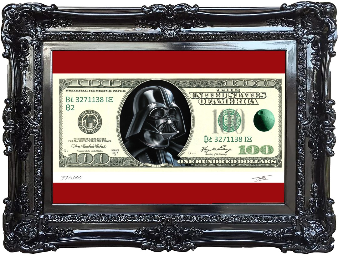 Darth Vader 100 Dollar Bill Star Wars JAKERO Etsy UK