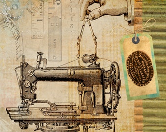 Vintage Sewing Machine Steampunk Invention Patent - 17" x 22" Fine Art Print