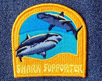 Shark Supporter Patch - Embroidered Travel Collectible for Shark Enthusiasts