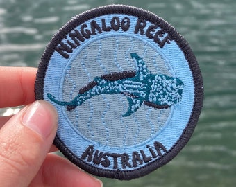 Ningaloo Reef Embroidered Patch: Whale Shark Scuba Diving Souvenir