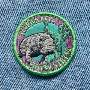 Florida Keys Scuba Diving Patch - Colorful Manatee Design, Iron-On Collectible Travel Patch