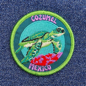 Cozumel Mexico Scuba Diving Patch - Colorful Sea Turtle Design, Iron-On Collectible Travel Patch