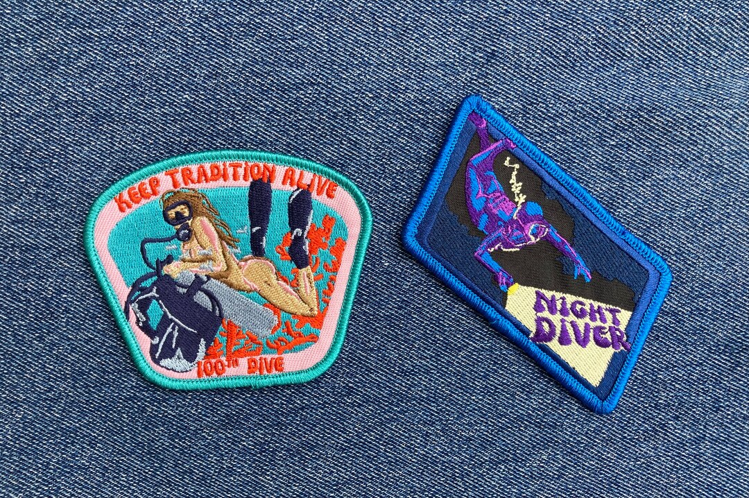 Scuba Diving Patches Night Diver Patch and 100th Dive Patch Etsy
