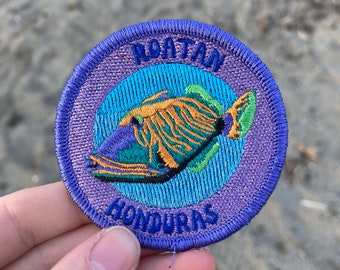 Patch Roatan Honduras Triggerfish Patch scuba diving souvenir patch for dive travel gifts for scuba divers Honduras Central America utila