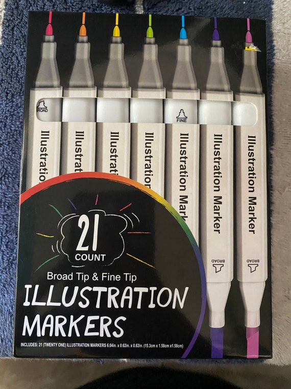 21pc Dual Tip Illustration Markers, Broad and Fine Tip, Markers, Art,  Drawing, Colorful, Marker Set 