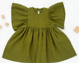 PDF Dress Sewing Pattern Butterfly. Loose ruffled sleeves. Lovely Ruffled Dress for the Girls in sizes 1-4 years. English Language Pattern.