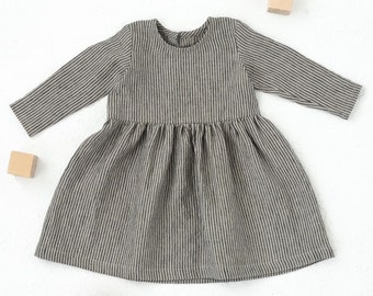 Dress Sewing Pattern PDF With Long Sleeves. Dress Hanah. Warm Dress with round neck for the Girls in sizes from 1 month to 6 years