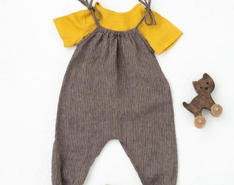 Set of Sewing patterns for short sleeves top and romper with straps for kids from newborn to 6 years. English sewing guide. Easy to sew.