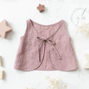 Tie back top pattern. Open back crop top GAJA. Simple but original top for 2-7 years girl. Kids clothes PDF sewing pattern.
