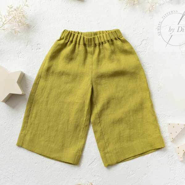 PDF file for the sewing pattern of Cropped Zoja Culottes for kids. Sizes 2-6 years.