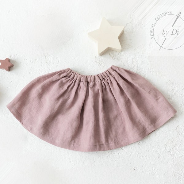 PDF sewing pattern of the gathered skirt for your girl. Easy DIY project with a sewing guide. GAJA skirt for 2-7 years girl.