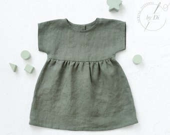 PDF Sewing Pattern for Tunic Dress Jacky. Summer Dress with short sleeves for the Girls in sizes from 1 month to 6 years