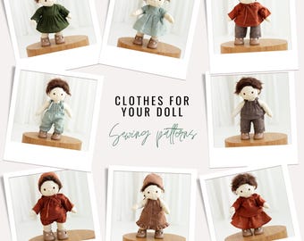 Clothes Set of Sewing patterns for dolls. Dolls clothes PDF pattern. Easy to Sew with English guide. Suitable for 30-35cm/12"-14" doll.
