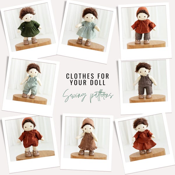 Clothes Set of Sewing patterns for dolls. Dolls clothes PDF pattern. Easy to Sew with English guide. Suitable for 30-35cm/12"-14" doll.