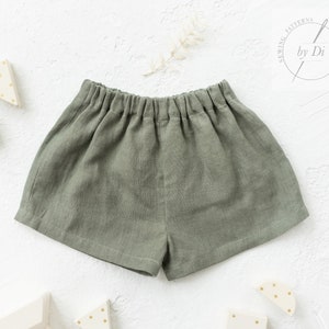 Sewing Pattern of Shorts for Kids. Simple to make Baby Shorts. Mini Shorts Mia for boy or girl from 1 month to 3 years.