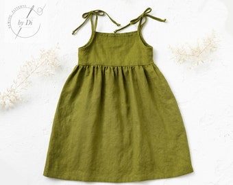 Patrón de costura PDF vestido Lily para niña de 2-8 años. Vestido de verano holgado con tirantes. Patrón de costura fácil para principiantes.