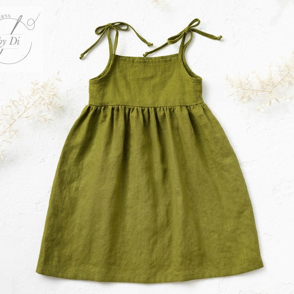 Lily Kleid PDF Schnittmuster für 2-8 Jahre Mädchen. Lockeres Sommerkleid mit Trägern. Einfaches Schnittmuster für Anfänger.