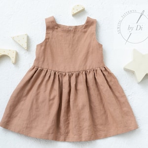 PDF sewing pattern for square neck dress Joly. Flower girls summer dress in sizes from 3 month to 6 years