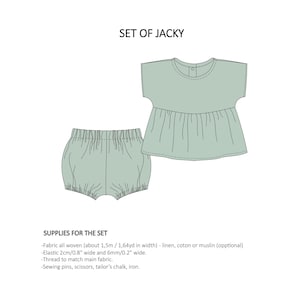 Set of Sewing patterns for tunic top with ruffles and bloomers for kids from 1 month to 6 years. image 6