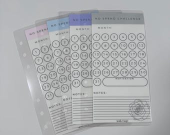 No Spend Challenge Tracker | No Spend Month | Physical Product