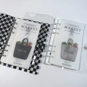 Desafío de ahorro de 1000 dólares del mercado de agricultores con carpeta, sobres de vitela mate y cojín para cuenta corriente