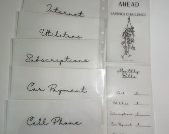 Month Ahead Savings Challenge | Fixed Expenses | Cash Envelopes | White Vellum | Starlight | Holographic | Matte | Glossy