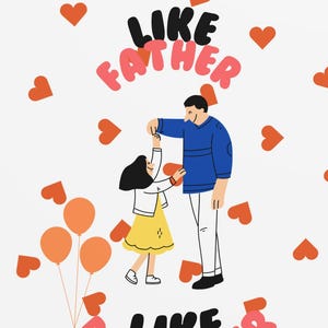 Lustige Vatertagsgruß-Karte, wie Vater wie Tochter Karte, Herz-Design-Karte, anpassbar, niedliches Geschenk für Vater, Vater-Tochter Duo