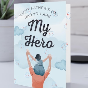 Cartes de voeux sincères pour la fête des pères, personnalisées, cartes de correspondance vierges d'amour, papa, vous êtes mon héros, jolie carte de fils ou de fille