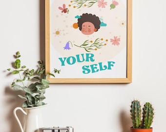 Motivational Quote Unframed Typography Prints, Trending Poster Design, Be Kind to Yourself, Wall Art Decor, Home Office Inspirational,