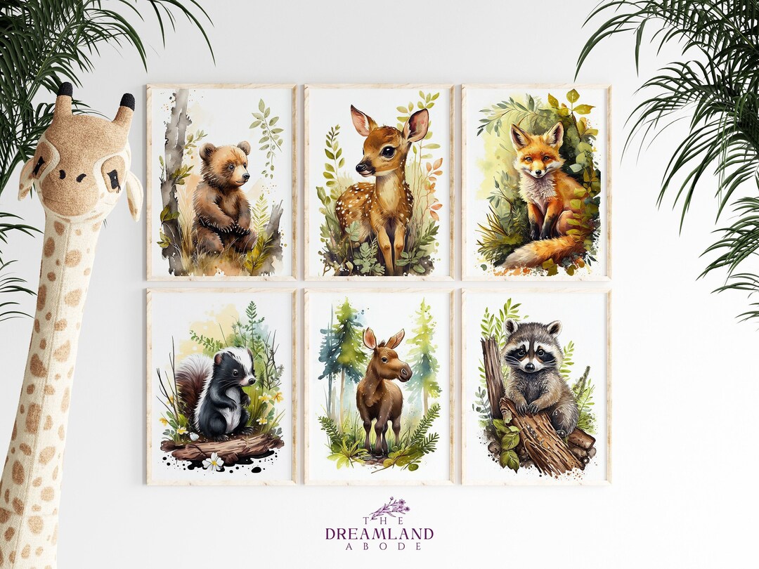 Set of 6 Woodland Nursery Prints, Woodland Nursery Decor, Forest Themed ...