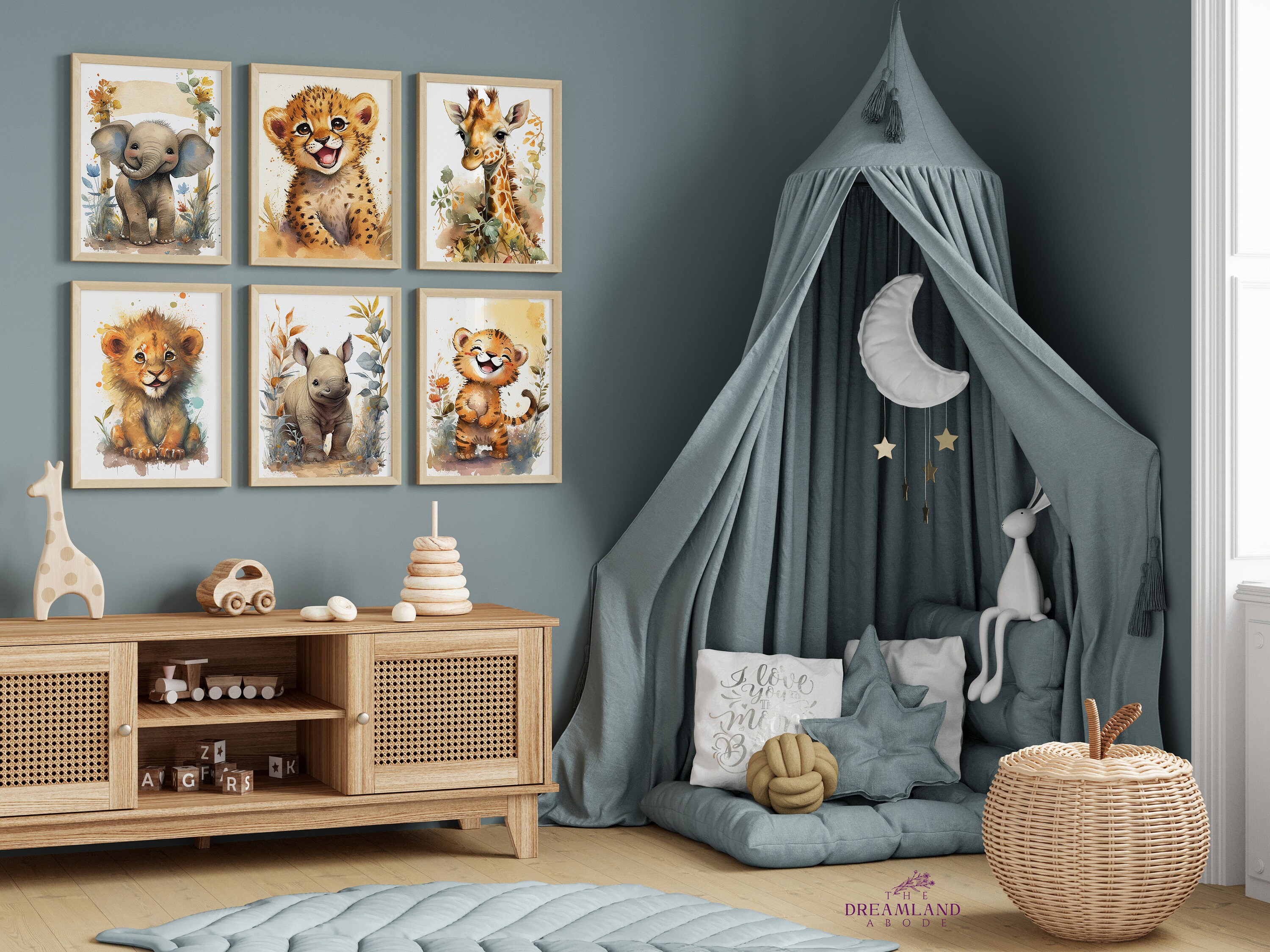 Set of 6 Baby Safari Animal Nursery Prints, Jungle Nursery Decor ...