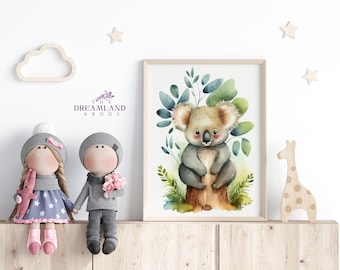 Watercolor Koala Nursery Print: Australian Animal Art (Digital Download)