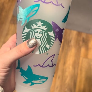 Personalized Shark Attack Starbucks Tumbler, Reusable