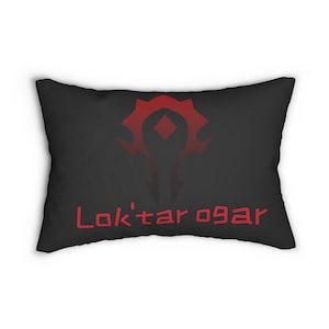 Horde-Inspired Lumbar Pillow, Gaming Decor, Home Accent, For the Horde Throw Pillow, Unique Gift for Gamers, Cozy Gaming Room Decor
