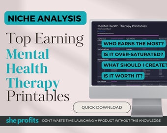 Mental Health Therapy Printable Competitor Research Done For You, Competitor Analysis, Niche Research, Therapist, Counsellor Templates MH001
