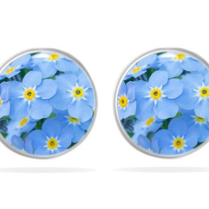 Vergeet me niet oorbellen, vergeet me niet stud oorbellen, blauwe bloem oorbellen, sierlijke bloem oorbellen, cadeau voor haar, Memorial cadeau