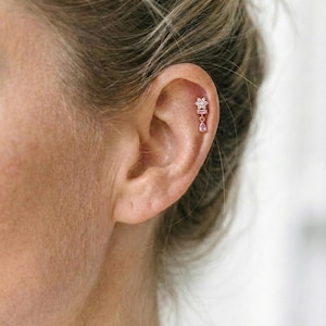 Blumen helix rosegold piercing aus Sterling Silber, 16g Tragus Ohrstecker, Helix Ohrstecker, Knorpel Ohrstecker,  tragus piercing