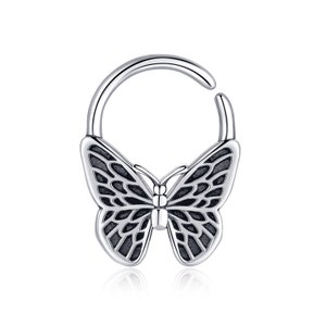 Butterfly Helix Ring 16G, Cartilage Piercing, Sterling Silver Tragus, Helix Piercing, Boho Daith, Tragus Ring, Ear Piercing Ring 8 mm