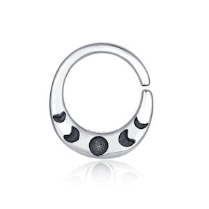 Anello per piercing Daith con fase lunare 16G, piercing alla cartilagine, trago in argento sterling, piercing all'elica, Boho Helix, anello al trago, anello per piercing all'orecchio 8 mm