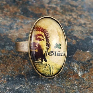 Buddha ring, bronze buddhist ring, bronze ring, meditation ring, handmade ring for woman, statement ring, spiritual gifts