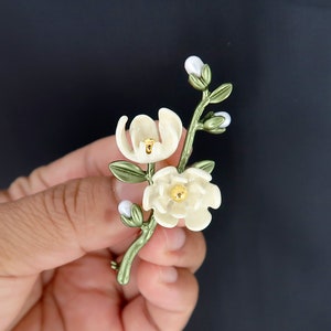 Brosche Blatt Blüte, Brosche Perlen, Brooch Pins, Brosche Vintage, Vintage Schmuck, Geschenke für sie, Mama Geschenk