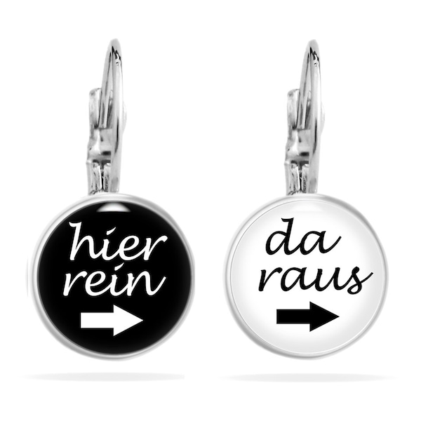 Statement Earrings, Earrings Saying, Earrings Here In Da Out Black White, Earrings Funny, Huggie Earrings, Teenage Girl Gift