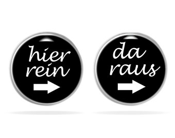 Ohrstecker Spruch, Hier Rein Da Raus, Ohrstecker Schwarz, Ohrstecker Lustig, Ohrstecker Herren, Statement Ohrringe, Kleines Geschenk für Sie