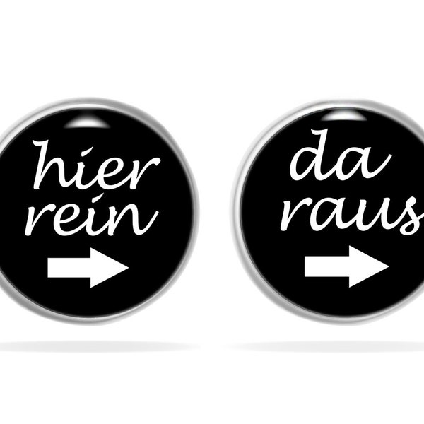 Ohrstecker Spruch, Hier Rein Da Raus, Ohrstecker Schwarz, Ohrstecker Lustig, Ohrstecker Herren, Statement Ohrringe, Kleines Geschenk für Sie