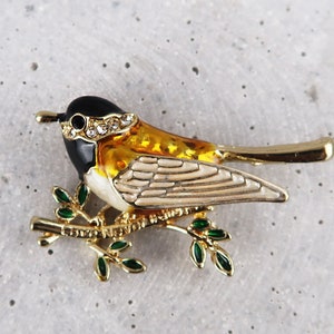 Brosche Vogel Strass, Art Deco Brosche, Brosche Gold, Brosche Vintage, Vintage Schmuck, Geschenke für sie, Mama Geschenk